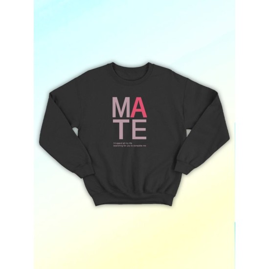 Парные свитшоты Soulmate soul mate соулмейт черный женский с принтом прикол для влюбленных пар парня и девушки, двоих подруг и друзей, мемная прикольная парная одежда андеграунд underground оверсайз