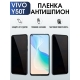 Защитная гидрогелевая пленка для смартфона Vivo Y50t. Полиуретановая плёнка антишпион на мобильный телефон Виво У50т, для защиты экрана.