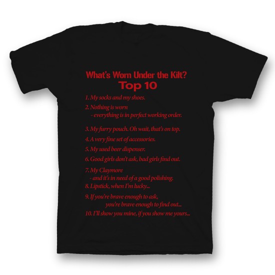 футболка с прикольным принтом "What is worn uder the knit"
