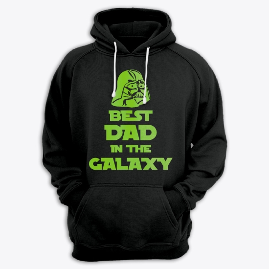 Прикольная мужская толстовка с капюшоном с надписью BEST dad in the galaxy.
