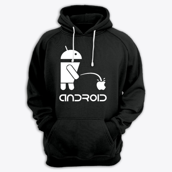 Прикольная мужская толстовка с капюшоном с надписью ANDROID.