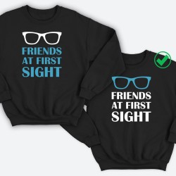 Парные свитшоты для двоих друзей Friends at first sight. Толстовки без капюшона для двоих