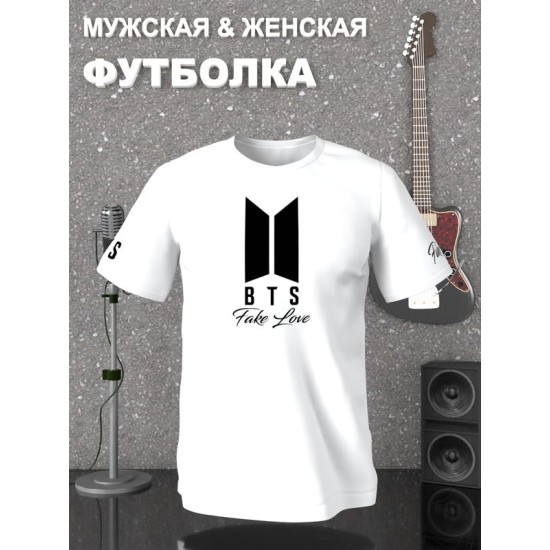 Футболка BTS Fake Love группа БТС логотип с принтом