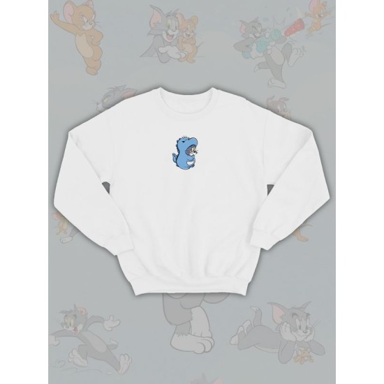 Парные свитшоты Том и Джерри Кот Том прикол белая мужская с принтом Tom and Jerry для влюбленных пар парня и девушки, двоих подруг и друзей, мемная андеграунд парная одежда y2k оверсайз