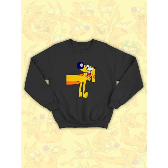 Парные свитшоты Котопес Пес CatDog Dog прикол черная мужская с принтом для влюбленных пар парня и девушки, двоих подруг и друзей, мемная, прикольная андеграунд парная одежда y2k оверсайз