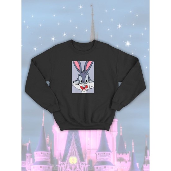 Парные свитшоты Багз Банни кролик Bugs Bunny черная мужская с принтом заяц Багс Бакс Бани