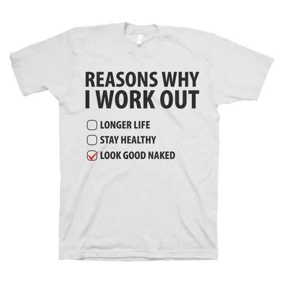 Футболка с прикольным принтом "Reasons why i work out"