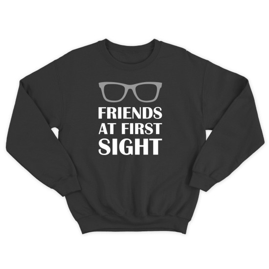 Парные свитшоты для двоих друзей Friends at first sight. Толстовки без капюшона для двоих