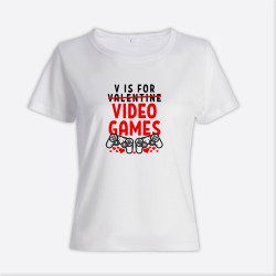 Футболка ко дню влюбленных с принтом V is for Video Games