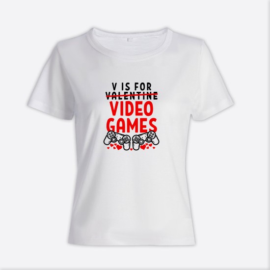 Футболка ко дню влюбленных с принтом V is for Video Games