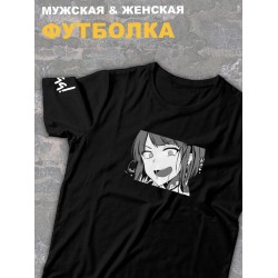 Футболка оверсайз с принтом аниме Тян ахегао лицо.