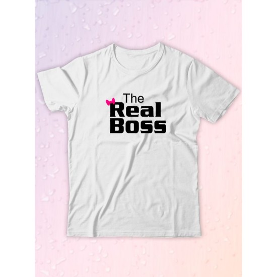Парные футболки The Real Boss Настоящий босс с принтом