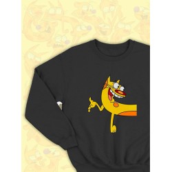 Парные свитшоты Котопес Кот CatDog Cat прикол черная женская с принтом для влюбленных пар парня и девушки, двоих подруг и друзей, мемная, прикольная парная одежда underground y2k оверсайз