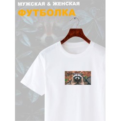 Футболка Злобный енот коварный мем жду фоточку прикол с принтом