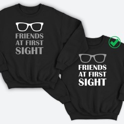 Парные свитшоты для двоих друзей Friends at first sight. Толстовки без капюшона для двоих