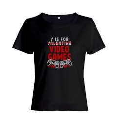 Футболка ко дню влюбленных с принтом V is for Video Games