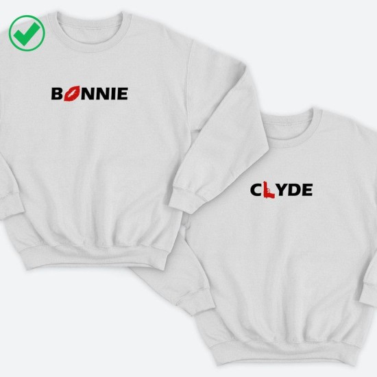 Парные свитшоты для двоих мужа и жены, влюбленных Bonnie&Clyde. Толстовки для двоих