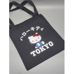 Сумка шоппер черный Аниме Hello Kitty Куроми дрейн тканевая с принтом Хелло Китти геншин импакт однотонный мягкий большая с надписью Хело Кити через плечо с котом bts токийские мстители
