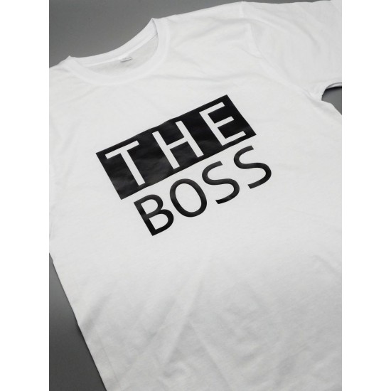 Парные футболки для мужа и жены, для парня и девушки с надписью "The boss & The real boss"