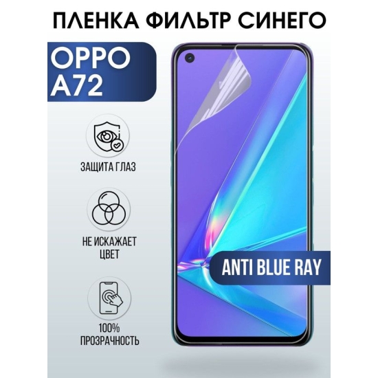 Защитная гидрогелевая пленка на телефон OPPO A72, anti blue ray фильтр синего, гелевая пленка на смартфон OPPO A72, для защиты экрана телефона