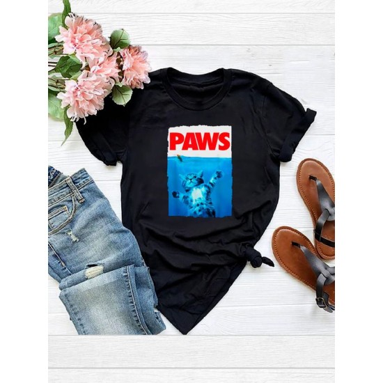 Футболка Paws мем котик и лапки котенок прикол мемная с принтом