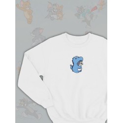 Парные свитшоты Том и Джерри Кот Том прикол белая мужская с принтом Tom and Jerry для влюбленных пар парня и девушки, двоих подруг и друзей, мемная андеграунд парная одежда y2k оверсайз