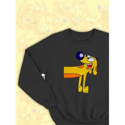 Парные свитшоты Котопес Пес CatDog Dog прикол черная мужская с принтом для влюбленных пар парня и девушки, двоих подруг и друзей, мемная, прикольная андеграунд парная одежда y2k оверсайз