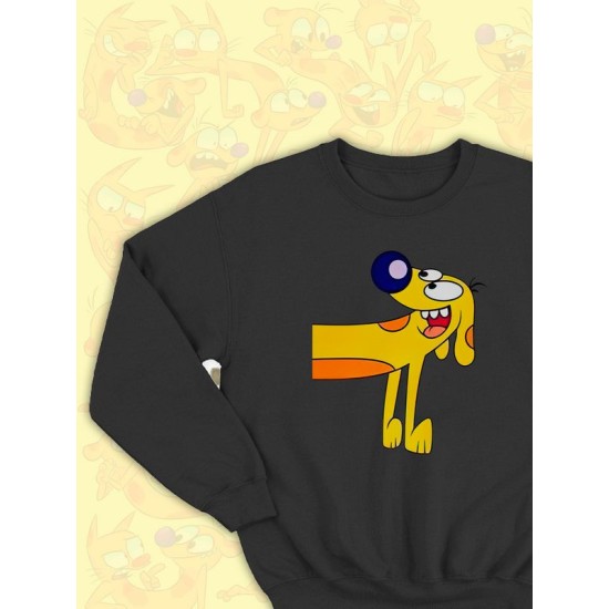 Парные свитшоты Котопес Пес CatDog Dog прикол черная мужская с принтом для влюбленных пар парня и девушки, двоих подруг и друзей, мемная, прикольная андеграунд парная одежда y2k оверсайз