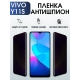 Защитная гидрогелевая пленка для смартфона Vivo Y11s. Полиуретановая плёнка антишпион на мобильный телефон Виво У11с, для защиты экрана.