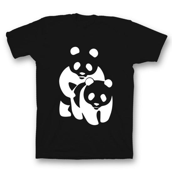 футболка с прикольным принтом "Panda on panda"
