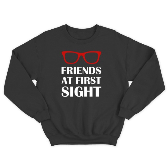 Парные свитшоты для двоих друзей Friends at first sight. Толстовки без капюшона для двоих