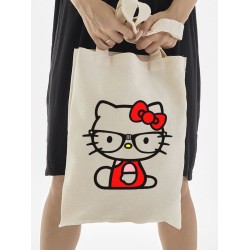 Сумка шоппер бежевый Аниме Hello Kitty Куроми дрейн тканевая с принтом Хелло Китти геншин импакт однотонный мягкий большая с надписью Хело Кити через плечо с котом bts токийские мстители