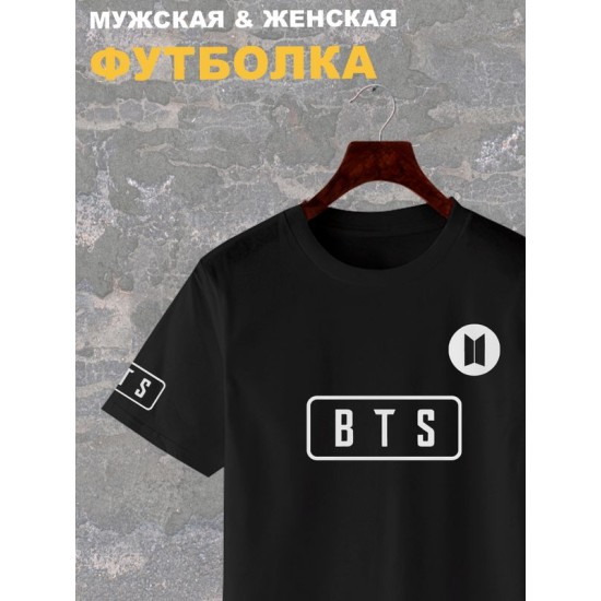 Футболка BTS logo к-поп группа БТС логотип с принтом