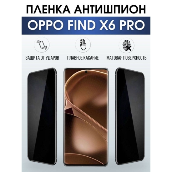 Защитная гидрогелевая пленка антишпион на телефон OPPO FIND X6 PRO, матовая гелевая пленка на смартфон OPPO FIND X6 PRO, для защиты экрана телефона