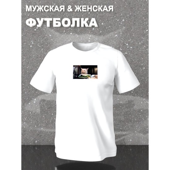 Футболка Мем две женщины и кот прикол мемная с принтом