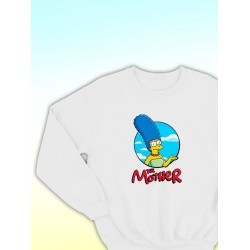 Парные свитшоты Мардж Симпсон Симсон mother белый женский с принтом Симпсоны Marge Simpson Simpsons Симсоны мама для влюбленных пар парня и девушки, двоих подруг, мемная парная одежда y2k оверсайз