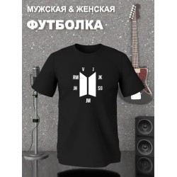 Футболка BTS logo БТС V JK SG JM JH RM J с принтом