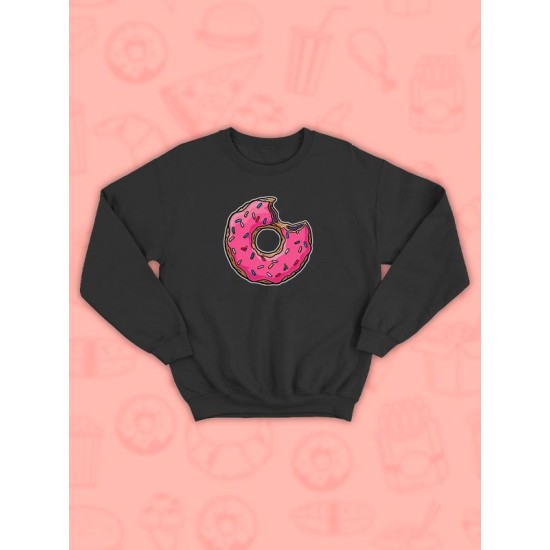 Парные свитшоты пончик Симпсоны Simpsons черная женская с принтом Симсоны donut донатс для влюбленных пар парня и девушки, двоих подруг и друзей, мемная, парная одежда андеграунд y2k оверсайз