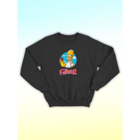 Парные свитшоты Гомер Симпсон Симсон father черный мужской с принтом Симпсоны Homer Simpson Simpsons Симсоны папа батя для влюбленных пар парня и девушки, двоих подруг, мемная парная одежда оверсайз