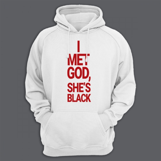 Прикольная мужская толстовка с капюшоном с надписью I met god, shes black