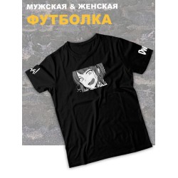 Футболка оверсайз с принтом аниме Тян ахегао лицо.