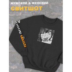 Мужской свитшот оверсайз черный с принтом аниме Хентай anime hub.