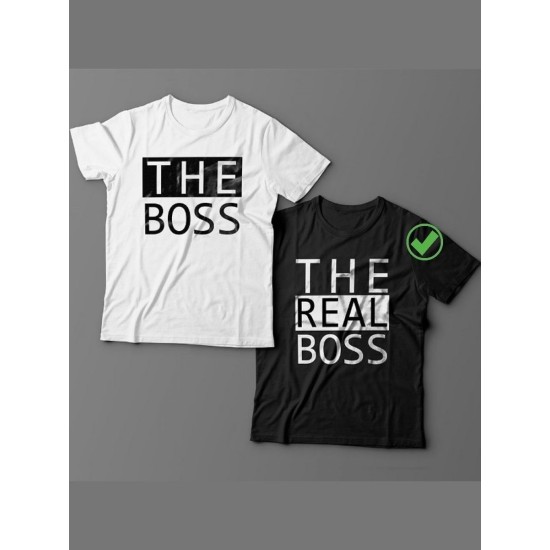Парные футболки с надписью "The boss & The real boss"