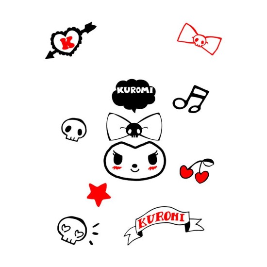 Шоппер бежевый с принтом Kuromi. Сумка Hello Kitty для шопинга на плечо тканевая, мужская и женская.