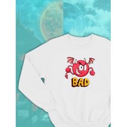 Парные свитшоты черт плохой смайл bad devil белая мужская с принтом дьявол и ангел для влюбленных пар парня и девушки, двоих подруг и друзей, мемная, парная одежда underground y2k оверсайз