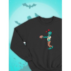 Парные свитшоты zombie парень зомби с мозгом черная мужская с принтом