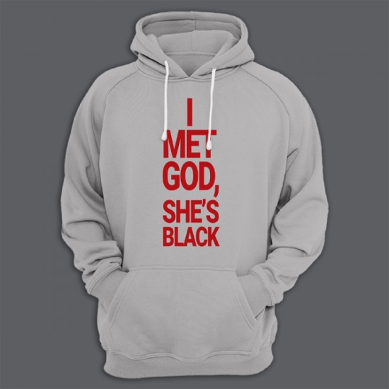 Прикольная мужская толстовка с капюшоном с надписью I met god, shes black