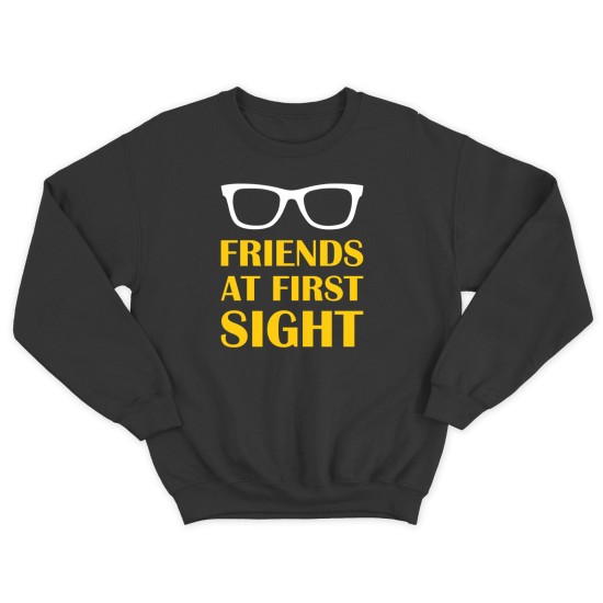 Парные свитшоты для двоих друзей Friends at first sight. Толстовки без капюшона для двоих