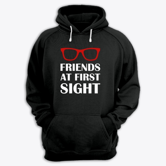 Парные толстовки с капюшоном для двоих друзей c надписью Friends at first sight