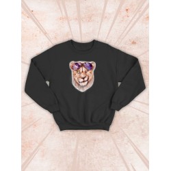 Парные свитшоты Львица Lion черный женский с принтом прикол мем для влюбленных пар парня и девушки, двоих подруг и друзей, милая, мемная, прикольная парная одежда андеграунд y2k оверсайз street style